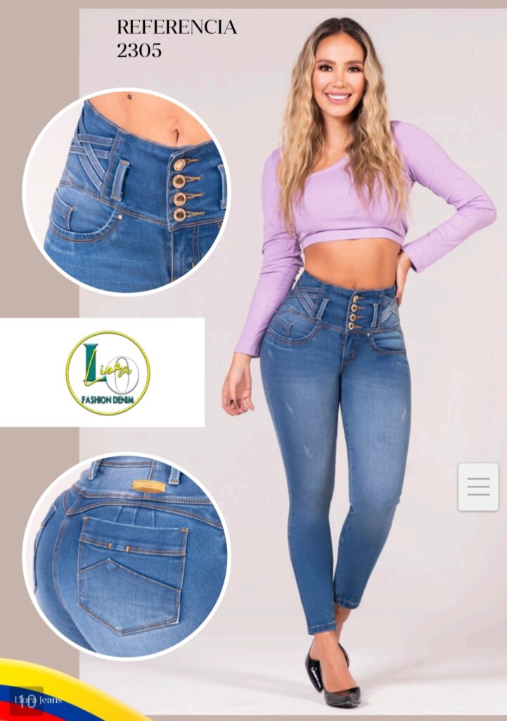 Jean de Mujer Azul Tiro Alto Push Up Bota Tubo