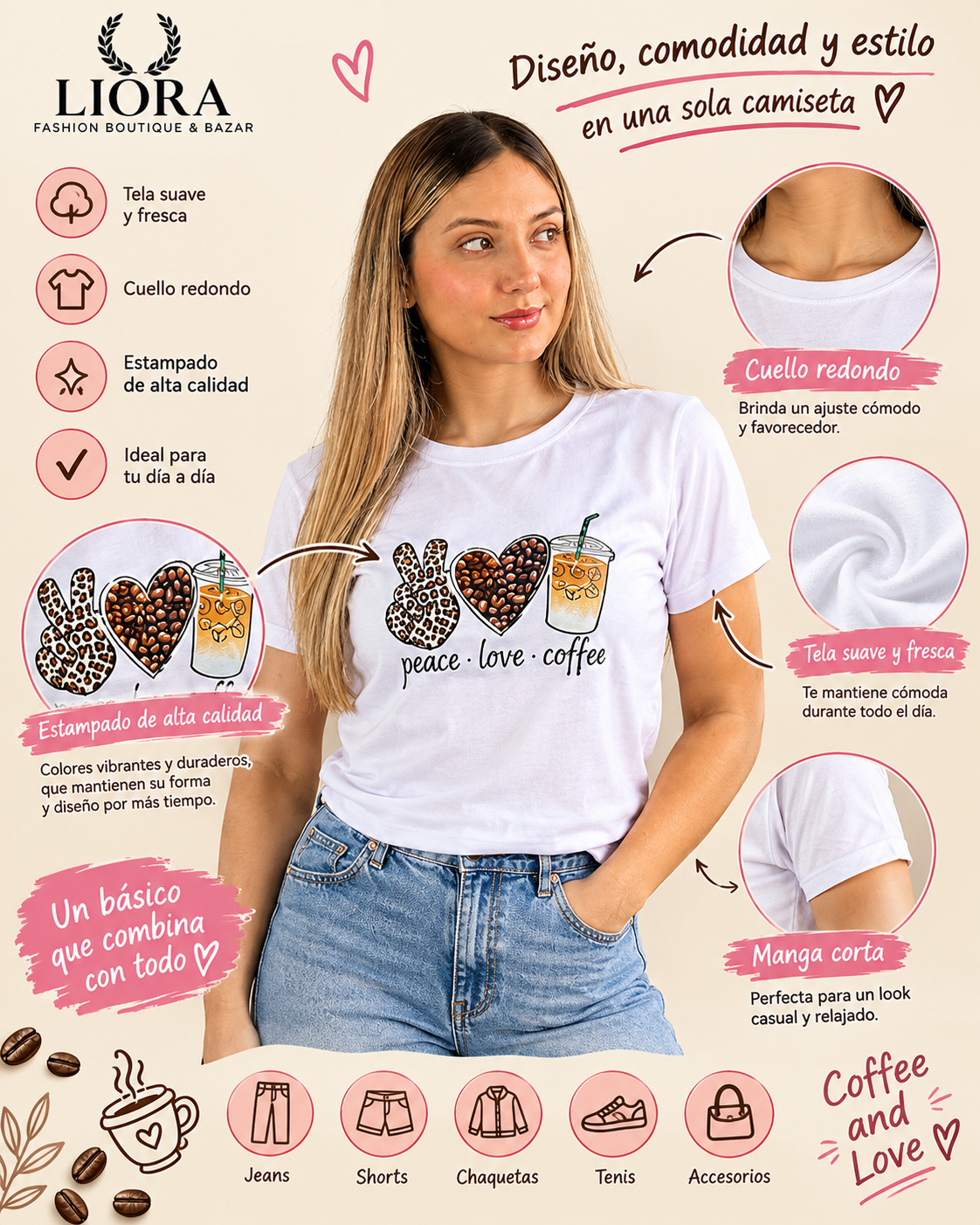 Camiseta Coffee and Love para Mujer - Imagen 2